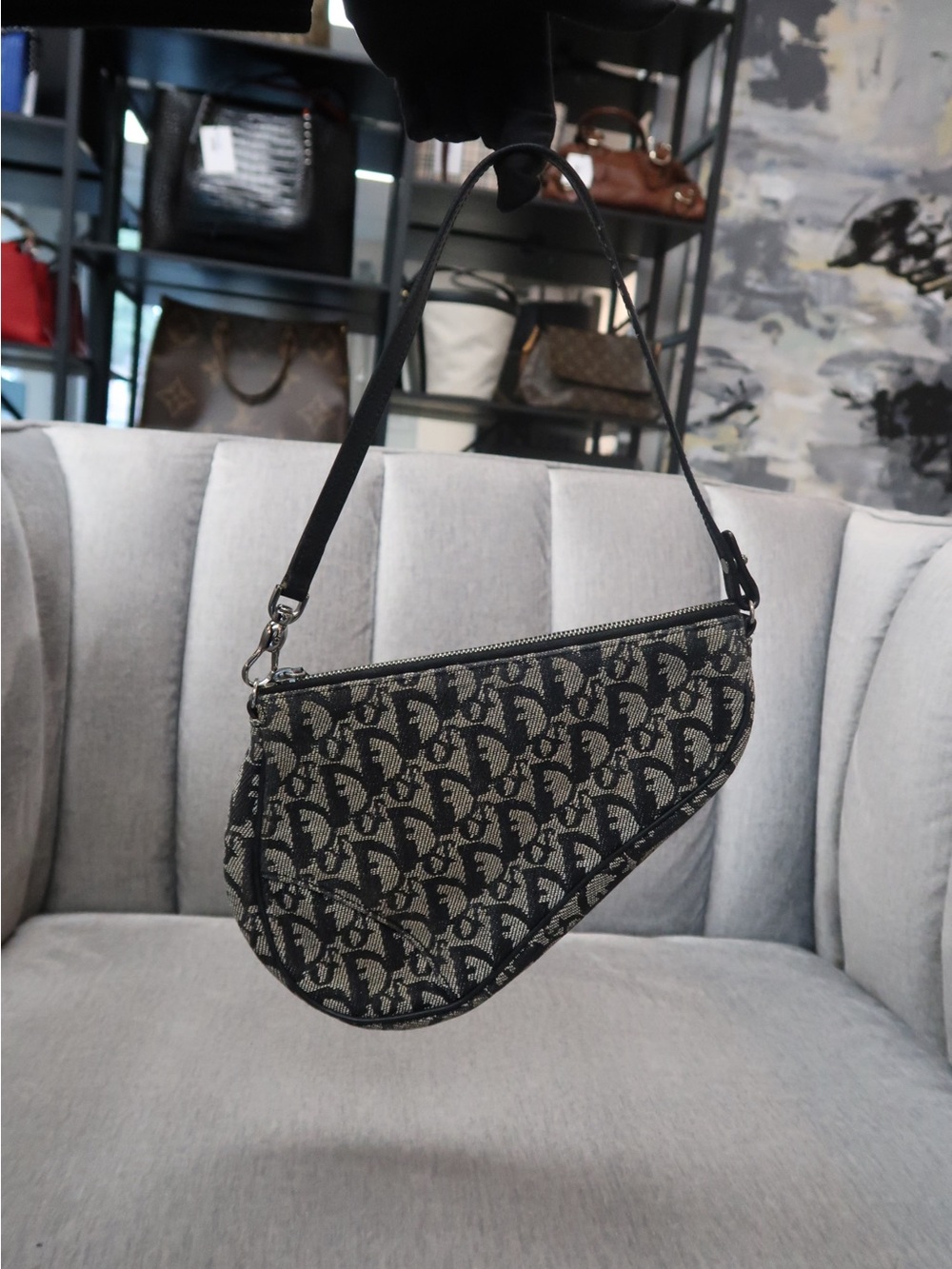Dior Jacquard Saddle Shoulder Bag